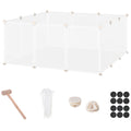 Pet Playpen DIY Small Animal Cage Open Enclosure Portable Plastic Fence 12 Panels for Guinea Pig Hedgehog White, 18" x 14"