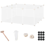Pet Playpen DIY Small Animal Cage Open Enclosure Portable Plastic Fence 12 Panels for Guinea Pig Hedgehog White, 18" x 14"