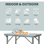 23" Portable Camping Table with Faucet Aluminum Lightweight Portable Folding Easy Clean Camping Table with Carrying Handle
