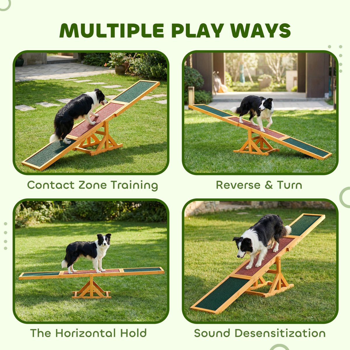 Wooden Dog Agility Seesaw for Balance Training and Exercise, Platform Equipment Run Game Toy, Weather Resistant Pet Supplies, for Outdoor Backyard, 71" L x 12" W x 12" H, Natural