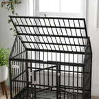 48" Heavy Duty Dog Crate with 4 Lockable Wheels, Double Doors, and Removable Tray, for XL and L Dogs