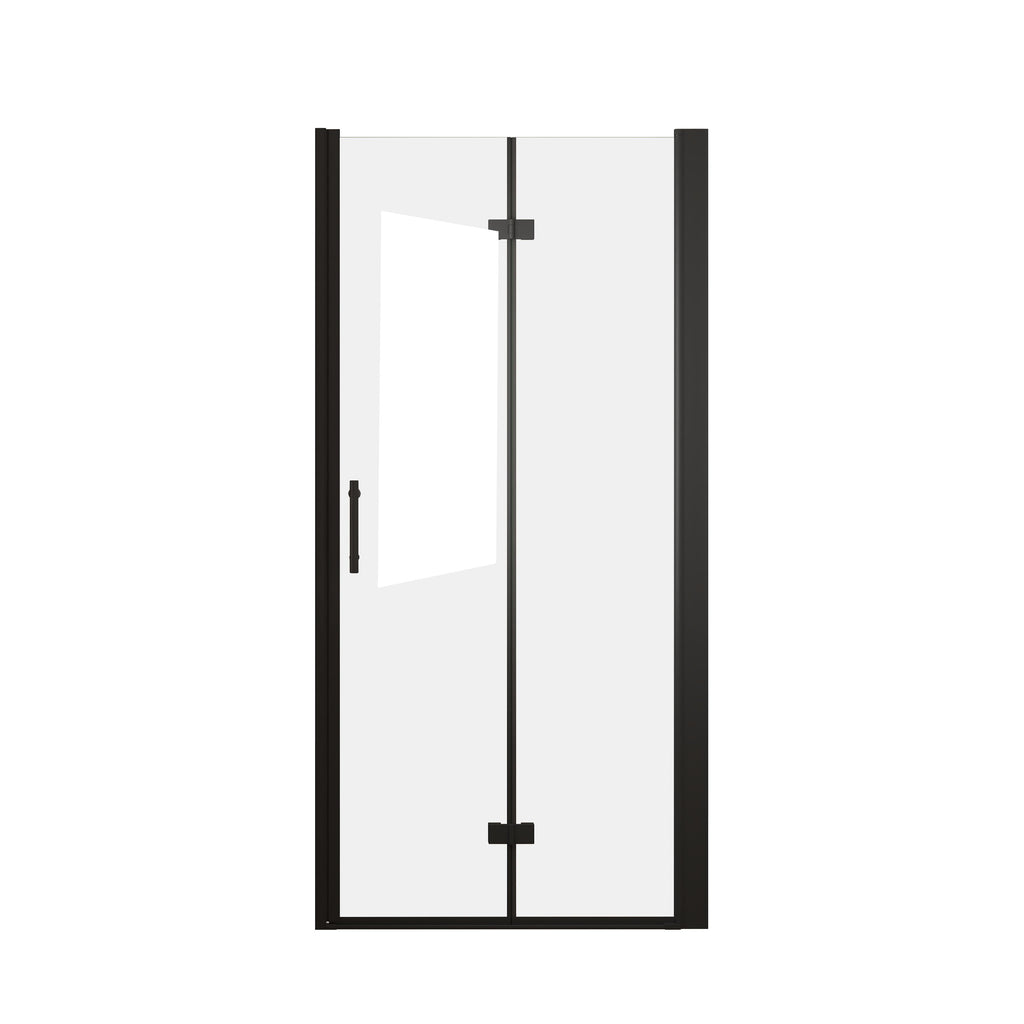 36" Bifold Shower Door with Stainless Steel Handle and Raised Water-Blocking Strips, Space-Saving Panel for Bathroom, 36" L x 0.5" W x 72" H, Matte Black