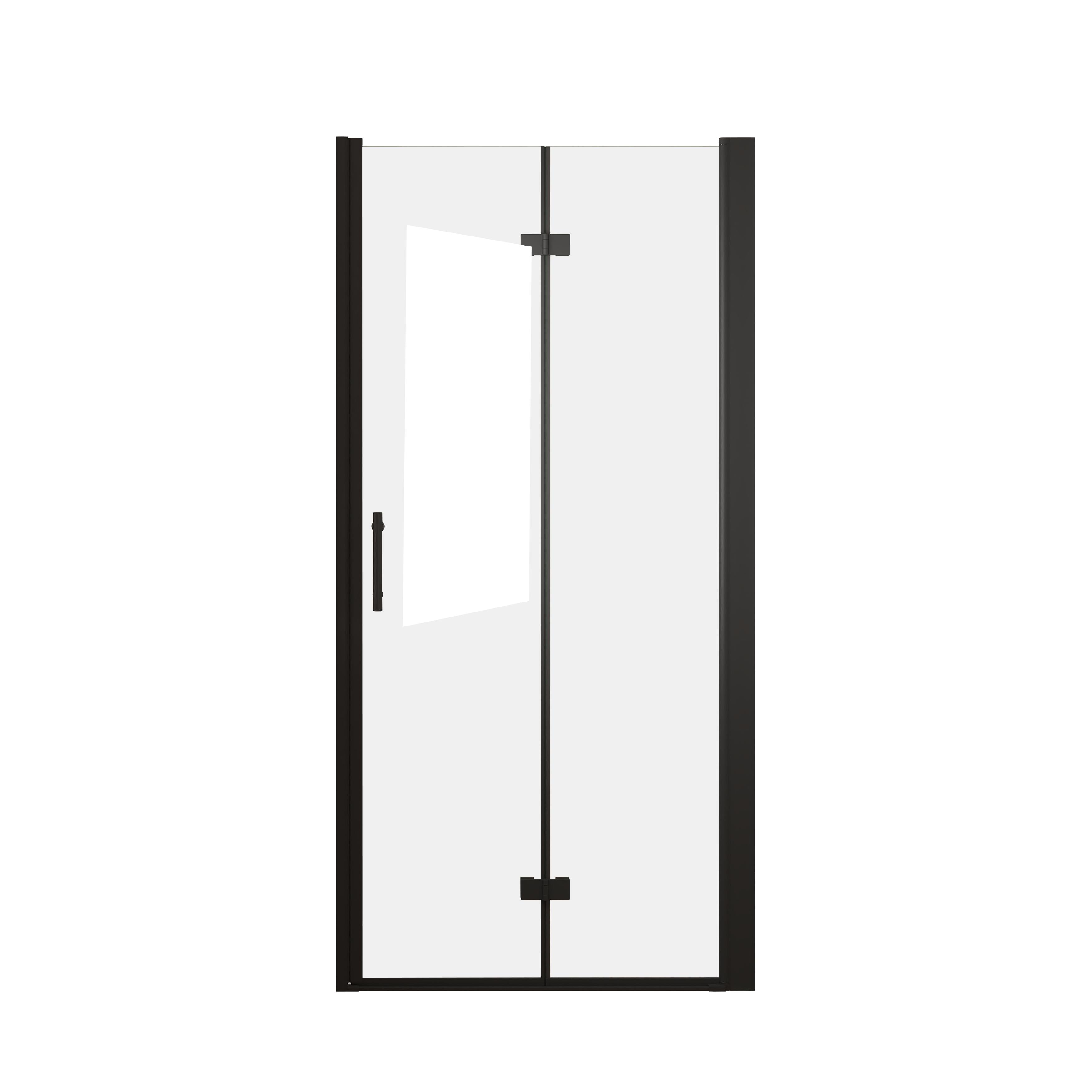 36" Bifold Shower Door with Stainless Steel Handle and Raised Water-Blocking Strips, Space-Saving Panel for Bathroom, 36" L x 0.5" W x 72" H, Matte Black