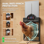 2K HD AI Camera Automatic Chicken Coop Door with APP Remote Control, WiFi Solar Powered with 5200 mAh Large Battery