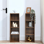 8-Tier Slim Media Tower Rack with Adjustable Shelves, Anti-Tip Hardware, Tall Narrow Bookcase for Compact Room, 11.5" L x 9.5" W x 71" H, Walnut