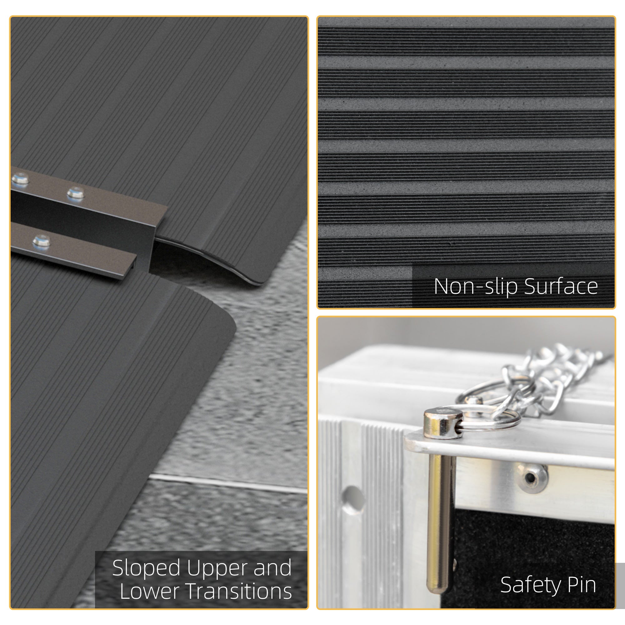 Wheelchair Ramp, 10FT Foldable Threshold Ramp, Aluminum Handicap Ramp with Non-Slip Surface, Transition Plates Above and Below for Home, Doorways, Steps, 600lbs Capacity
