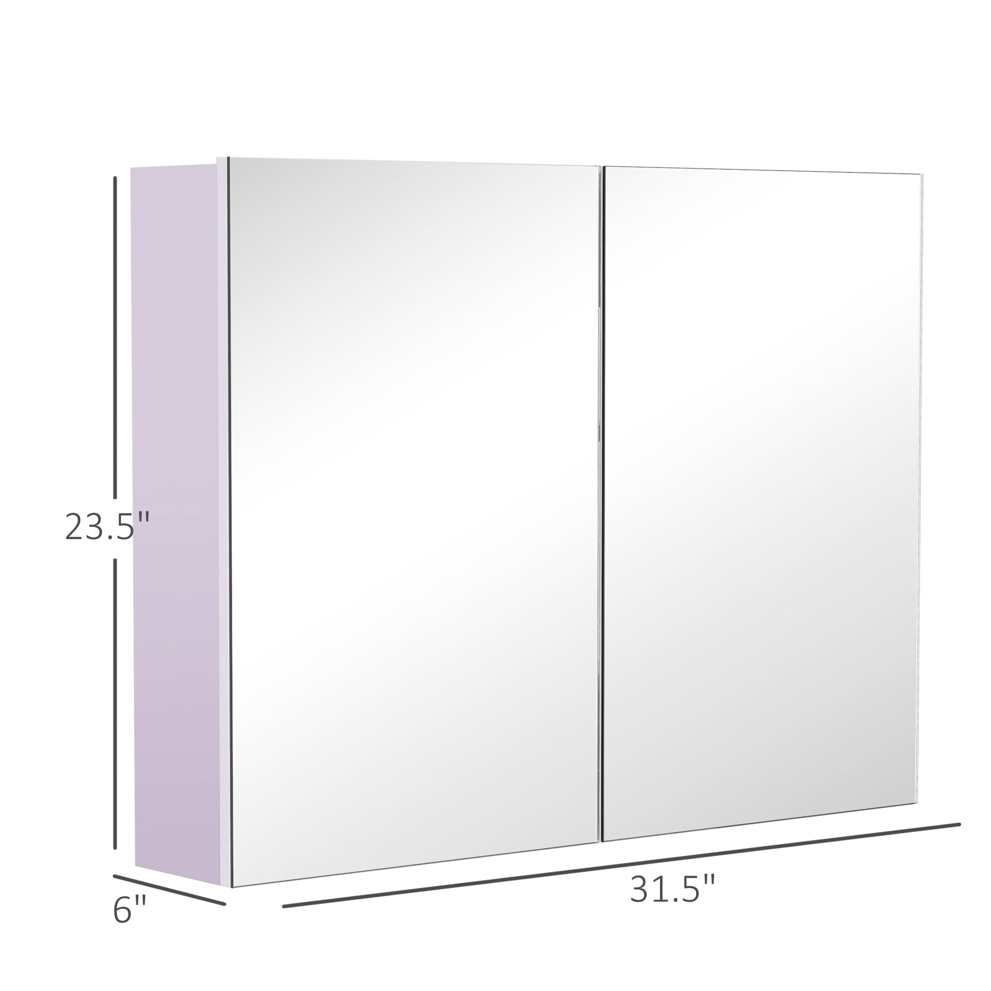 Double Door Wall Mounted Bathroom Mirror, 31.5" x 23.5" Medicine Cabinet with Modern Design, Large Storage, & Quiet Hinges