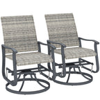Wicker Rattan Swivel Patio Glider Chair Set of 2, Outdoor Glider Chair with Steel Frame, High Back, Armrests, Yellow