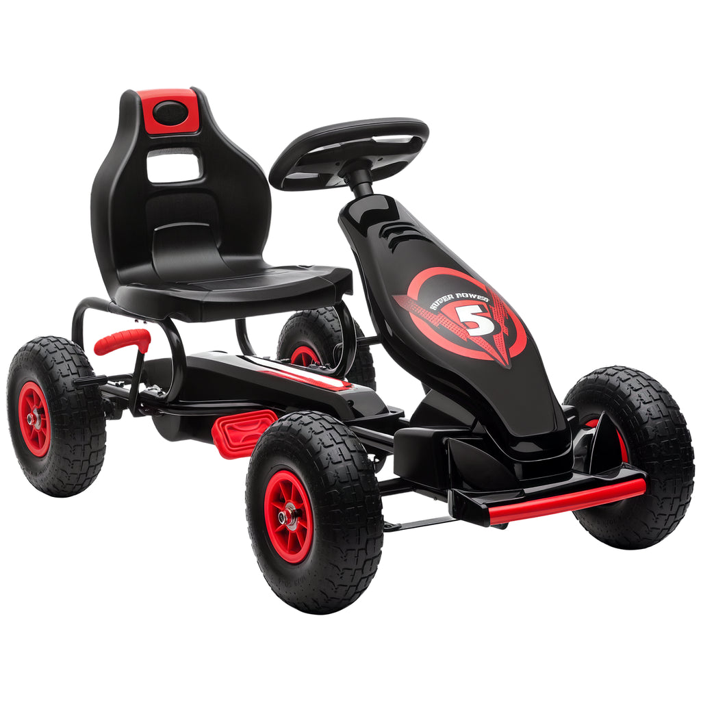 Kids Pedal Go Kart Ride-on Toy with Ergonomic Comfort, Pedal Car with Tough, Wear-Resistant Tread, Go Cart Kids Car for Boys & Girls with Suspension System, Safety Hand Brake, Ages 5-12, Red