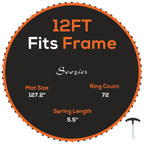 Trampoline Replacement Mat, Fits 12' Trampoline w/ 72 V-Hooks & 5.5" Springs (Spring & Frame not Included), Orange