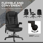 6 Point Executive Office Chair with Heat, Velvet High Back Vibrating Massage Office Chair, Black