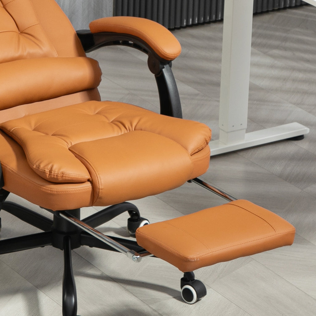 7-Point Vibrating Massage Office Chair High Back Massaging Office Desk Chair with Lumbar Support, Footrest, Light Brown