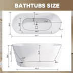 55" Freestanding Acrylic Soaking Bathtub with Double-Wall Insulation for Heat Retention, Tub for Bathroom, 55" L x 29.50" W x 23.5" H, Gloss White