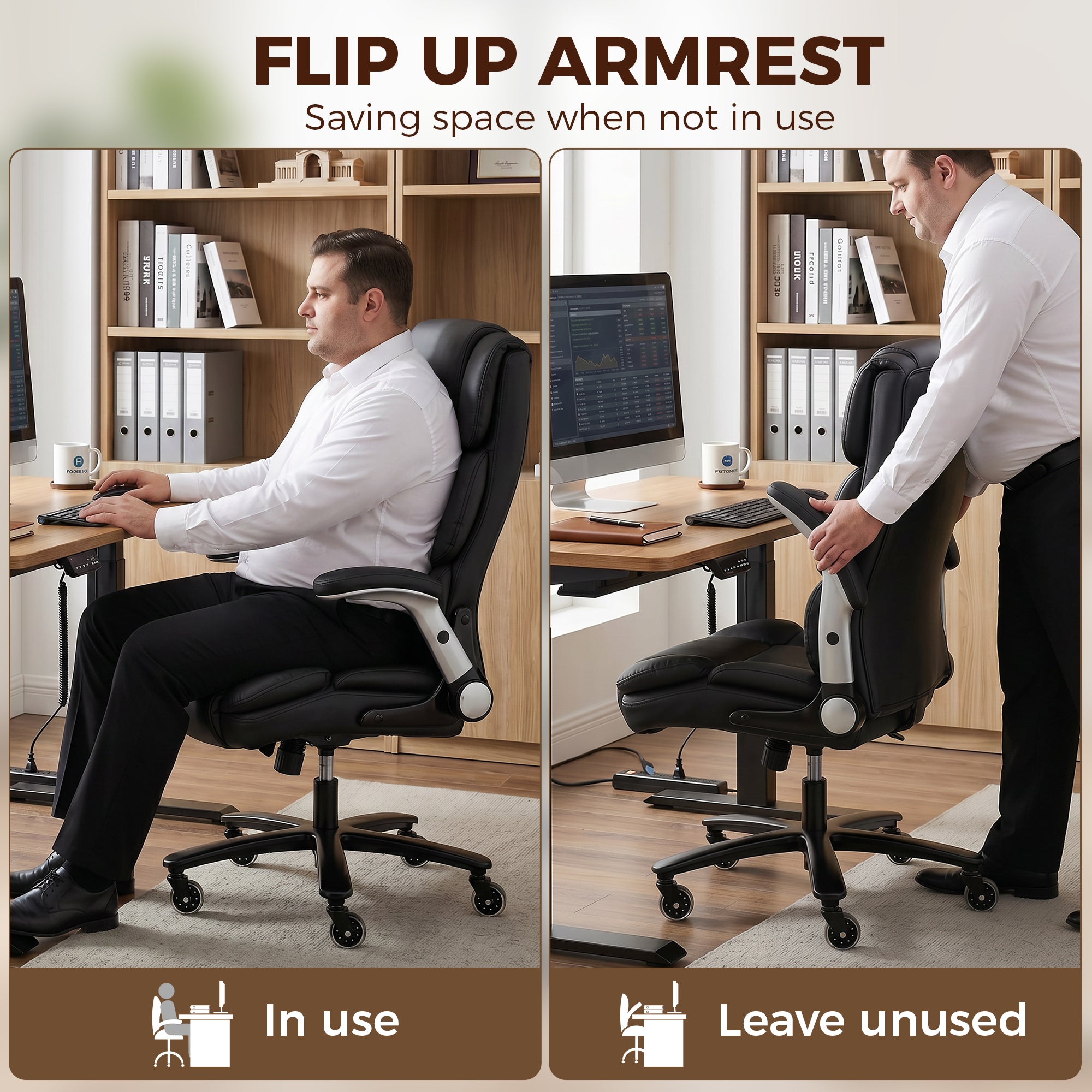 Ergonomic Office Chair with Inflatable Adjustable Lumbar Support, 400 Lbs Heavy Duty High Back Desk Chair, Black