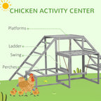 Chicken Roost Toys for Chickens Hens, Coop Accessories with Wood Stand, Ladder Platforms, for 10-15 Chickens