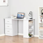 47" Modern Home Office Computer Desk Bookcase Combo Writing Table Workstation with 3 Drawer and Storage Shelf - White
