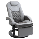 Faux Leather Manual Recliner, Adjustable Swivel Lounge Chair, Armchair with Footrest and Round Base for Living Room, Gray