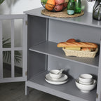 Contemporary Storage Cabinet, Cupboard Buffet Credenza with 2 Doors for Kitchen, Hallway, Living Room, Gray