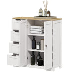 Freestanding Bathroom Floor Cabinet, Modern Bathroom Cabinet with Adjustable Shelf, 4 Drawers and 2 Doors, White