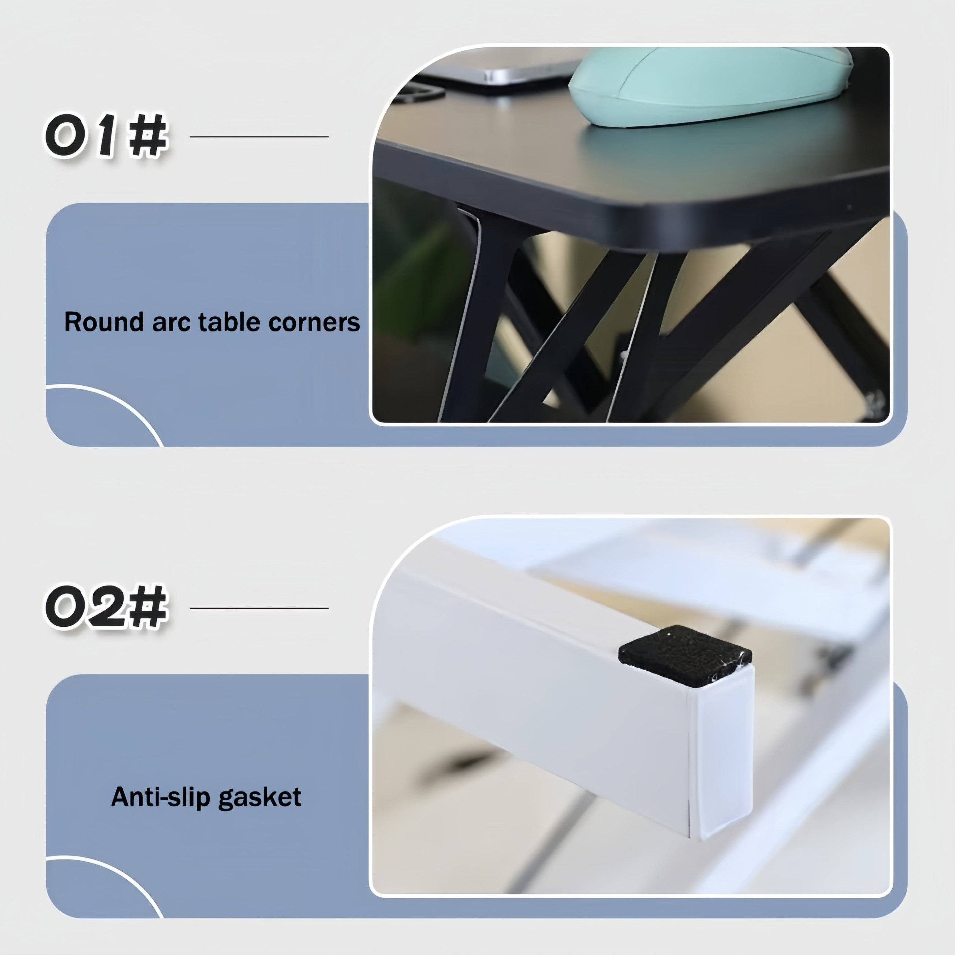 Desk Converter with Wide Keyboard Tray, Height Adjustable Sit to Stand Riser, Laptop Workstation, 31.5" L x 17" W x 4.5" H, White