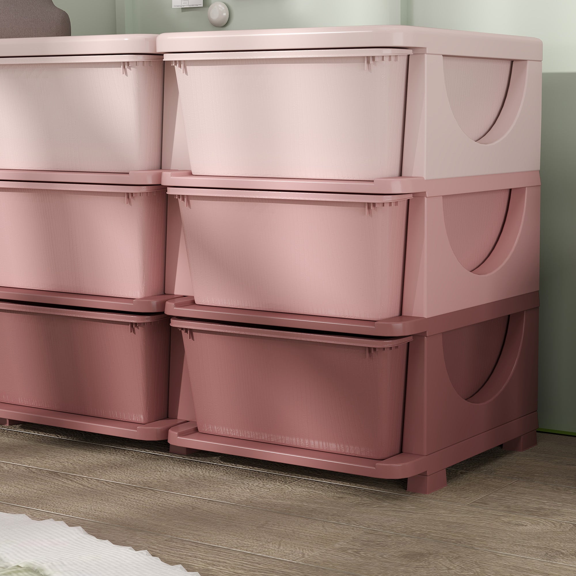 29.5" 3 Tier Kids Storage Unit Dresser Tower w/ 9 Drawers, Pink