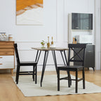 Farmhouse Wooden Dining Chairs Set of 2 with Cross Back, Black