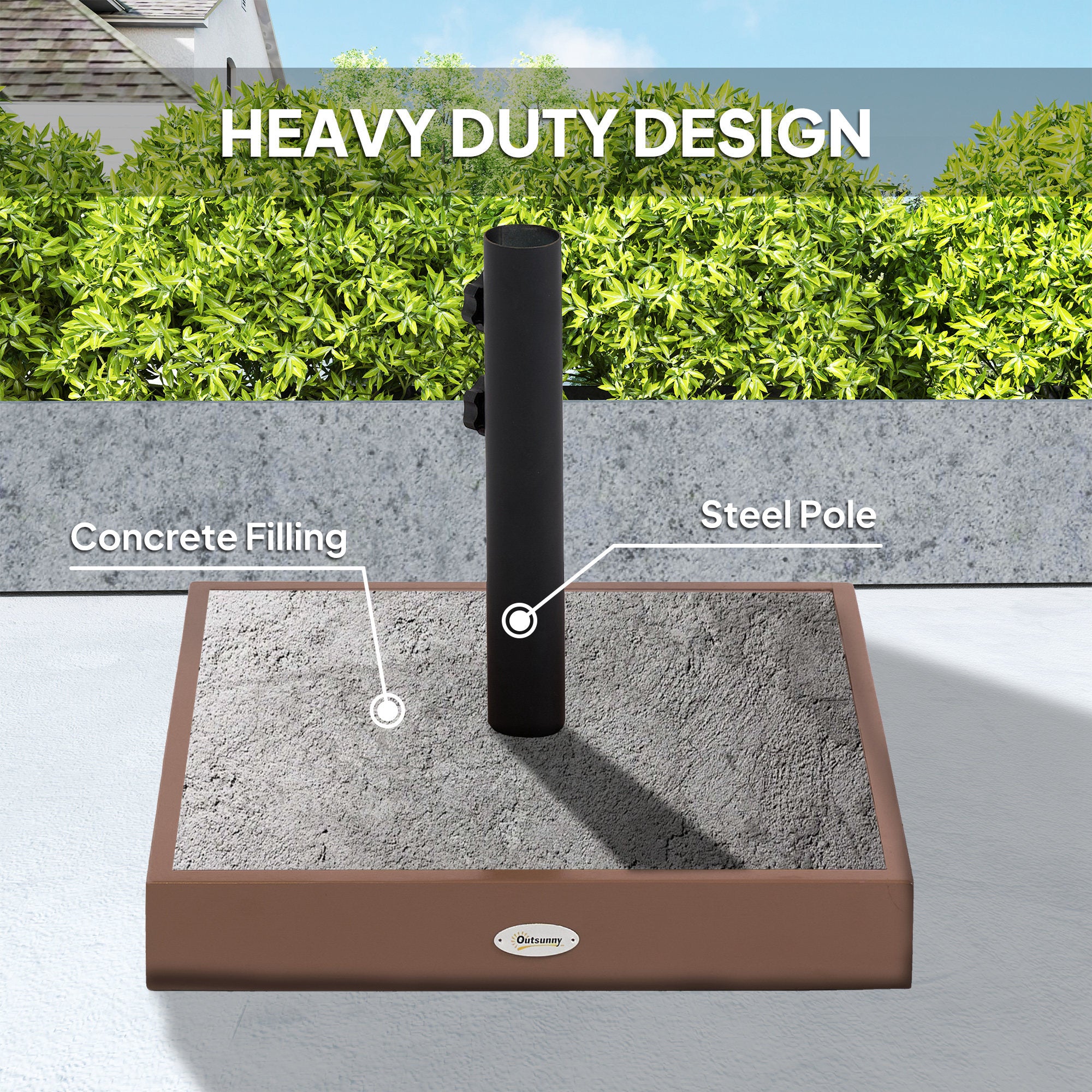 Patio Umbrella Base, 42 lbs. Concrete Heavy Duty Umbrella Base for 1.25/1.5" Poles, Coffee