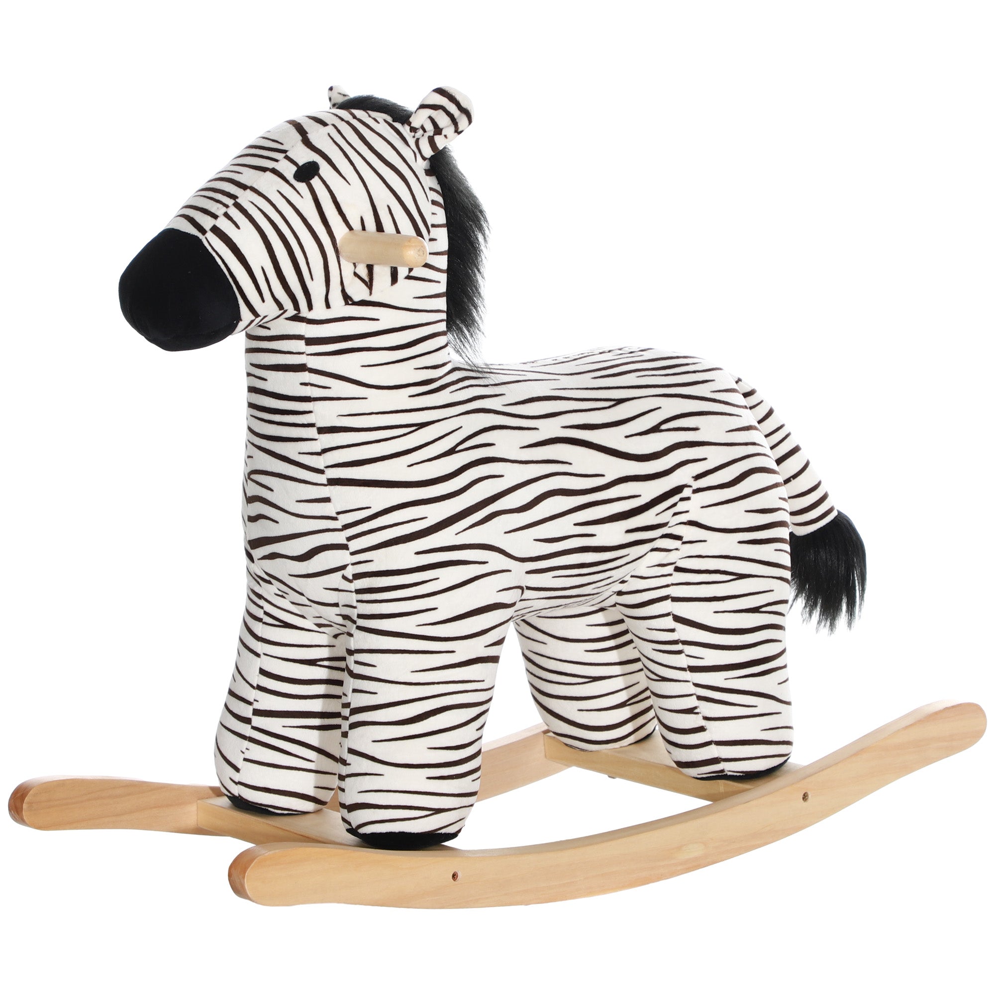 Zebra Shaped Kids Rocking Horse with Realistic Sound for 2-4 Years, Black