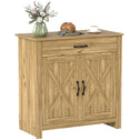 Farmhouse Sideboard Cabinet with Barn Doors Kitchen Buffet Cabinet with Drawer and Adjustable Shelf Stone Natural