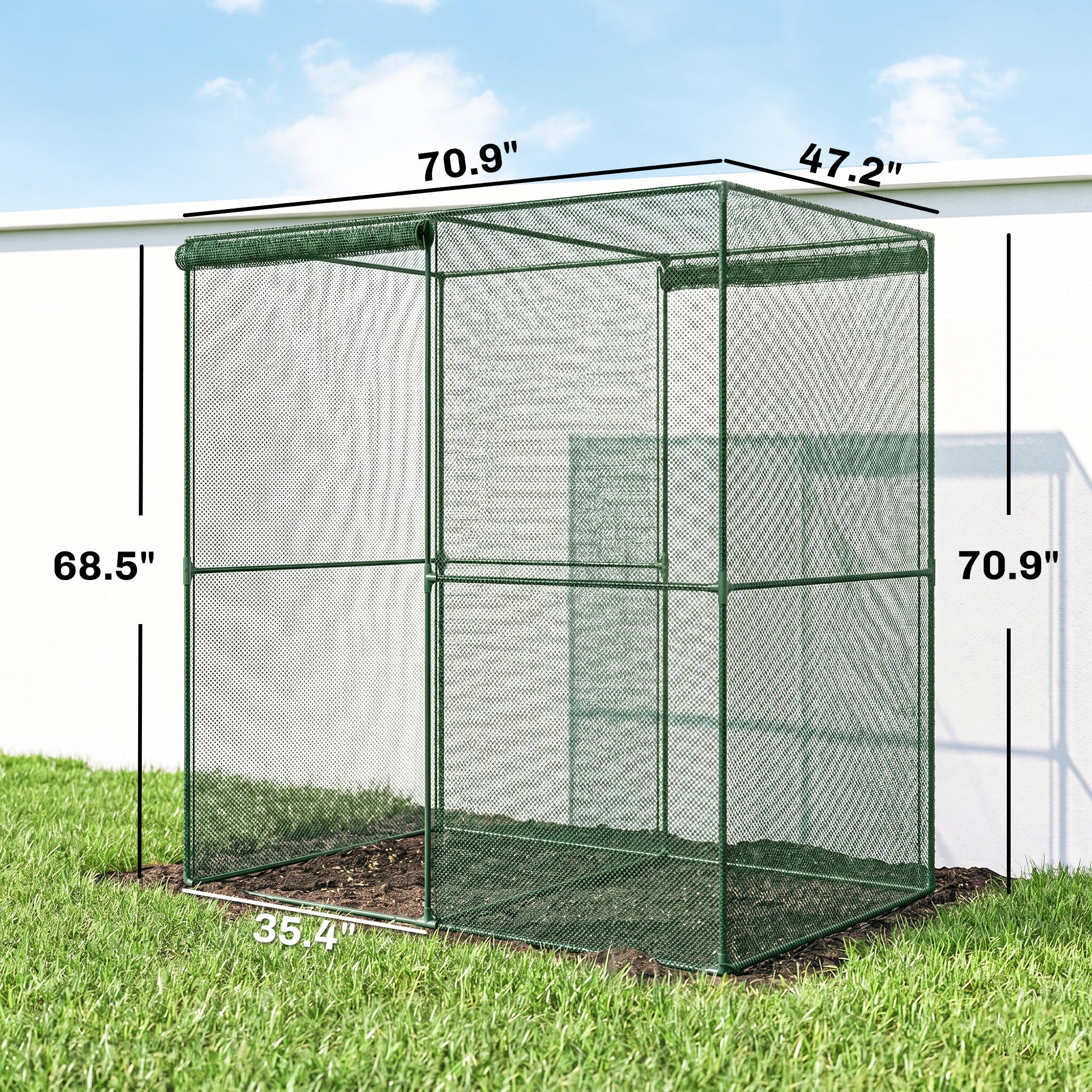 6' x 4' x 6' Crop Cage, Plant Protection Tent with Zippered Doors for Vegetable Garden, Backyard, Green