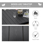 Outdoor Dining Table for 6 Person, Rectangular Patio Table, Aluminum Metal Legs for Garden, Lawn, Patio, Woodgrain Black