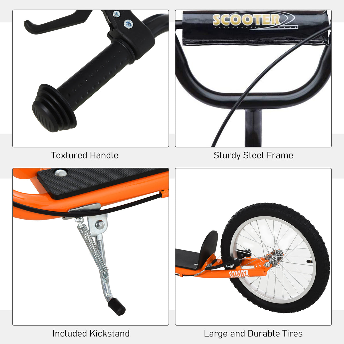 Youth Scooter Kick Scooter for Kids 5+ with Adjustable Handlebar Front and Rear Dual Brakes, Orange
