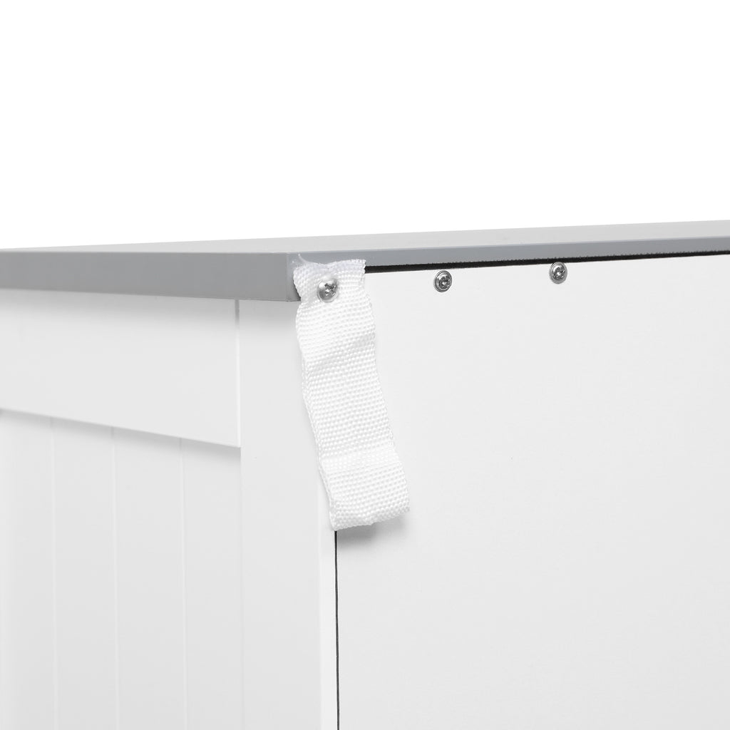 Bathroom Floor Cabinet, Freestanding Linen Cabinet, Storage Cabinet with 2 Drawers, Double Doors, Adjustable Shelf, White