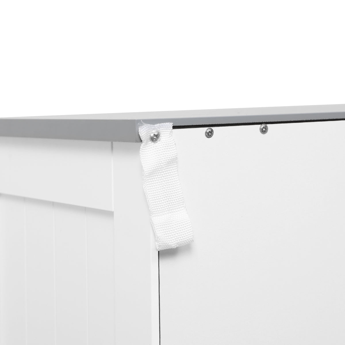 Bathroom Floor Cabinet, Freestanding Linen Cabinet, Storage Cabinet with 2 Drawers, Double Doors, Adjustable Shelf, White