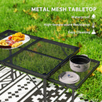 Folding Camping Table, 4.5ft Portable Table with 2 Wing Panels, Height Adjustable Metal Picnic Table