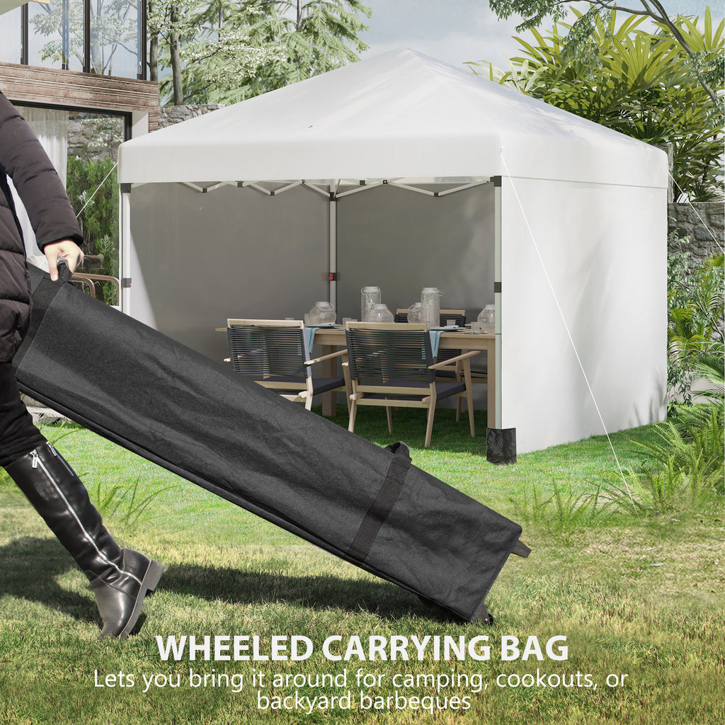 10' x 10' Pop Up Canopy Tent with 3 Sidewalls, Leg Weight Bags and Carry Bag, Height Adjustable, Instant Party Tent Event Shelter Gazebo for Garden, Patio, Cream