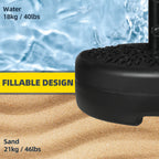 Half Round Umbrella Base, Sand or Water Filled Half Patio Umbrella Stand Holder for Lawn, Deck, Backyard and Garden, 40lb Capacity Water or 46lb Capacity Sand, Fit 1.5"or 2" Pole, Black