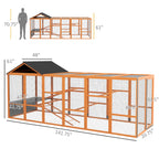 Wooden Chicken Coop Run for 6 - 10 Chickens, Hen House Add-On with Storage, Perches, 141.75" x 48" x 61", Orange