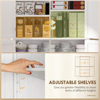 72" Kitchen Cabinet, Pantry Storage Cabinet with Doors and Shelves, Freestanding Food Pantry Cabinet, White Wood Grain