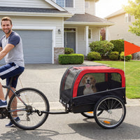 Dog Bike Trailer, Pet Cart Bicycle Carrier with 20" Air Tires, Quick-Release Wheels, Reflectors, Flag