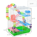 5 Tiers Hamster Cage Portable Animal Travel Carrier w/ Exercise Wheels Tube