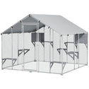 95" Extra Large Metal Outdoor Catio with Waterproof Cover, 2 Resting Boxes, 7 Jumping Platforms, for Multiple Cats