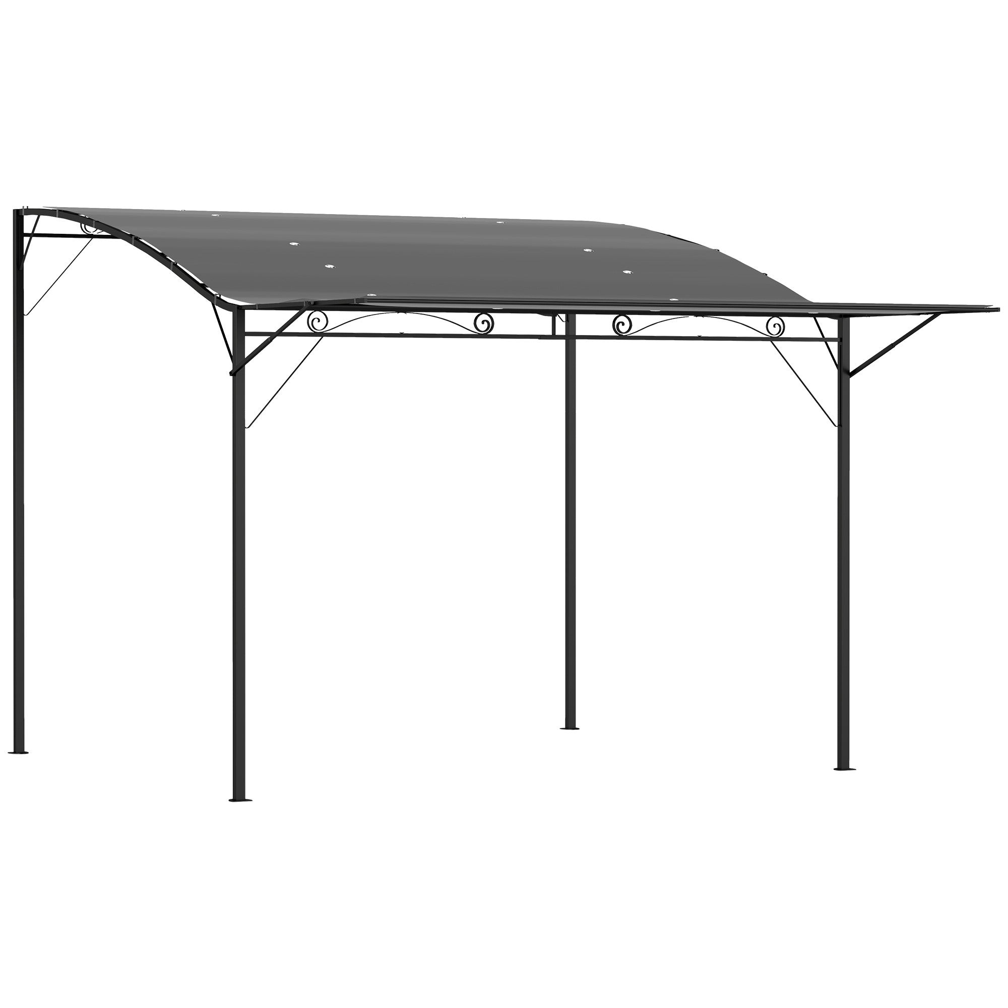 10' x 8' Outdoor Pergola and Patio Gazebo for Garden, Camper, Deck, Doors and Windows, Dark Gray