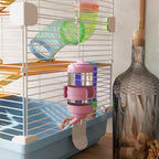 5 Tiers Hamster Cage Portable Animal Travel Carrier w/ Exercise Wheels Tube, Light Blue