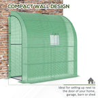 7' x 3' x 7' Lean to Greenhouse, Walk-In Green House, Plant Nursery with 2 Roll-up Doors and Windows, PE Cover and 3 Wire Shelves, Green