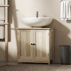 Bathroom Vanity Cabinet, Under Sink Bathroom Cabinet with 2 Doors and Adjustable Shelf, Weathered Gray Oak