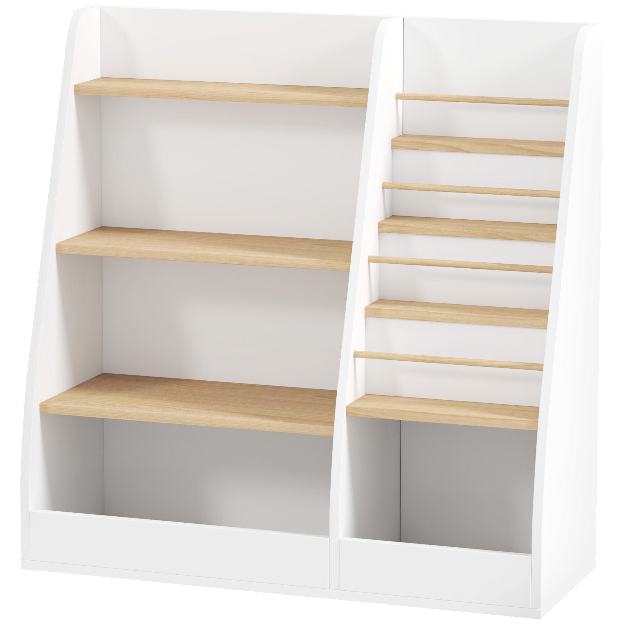 4 Tier Kids Bookshelf and Toy Storage Organizer with Book Rack, for Living Room, Kids Room, Playroom, Bedroom, White