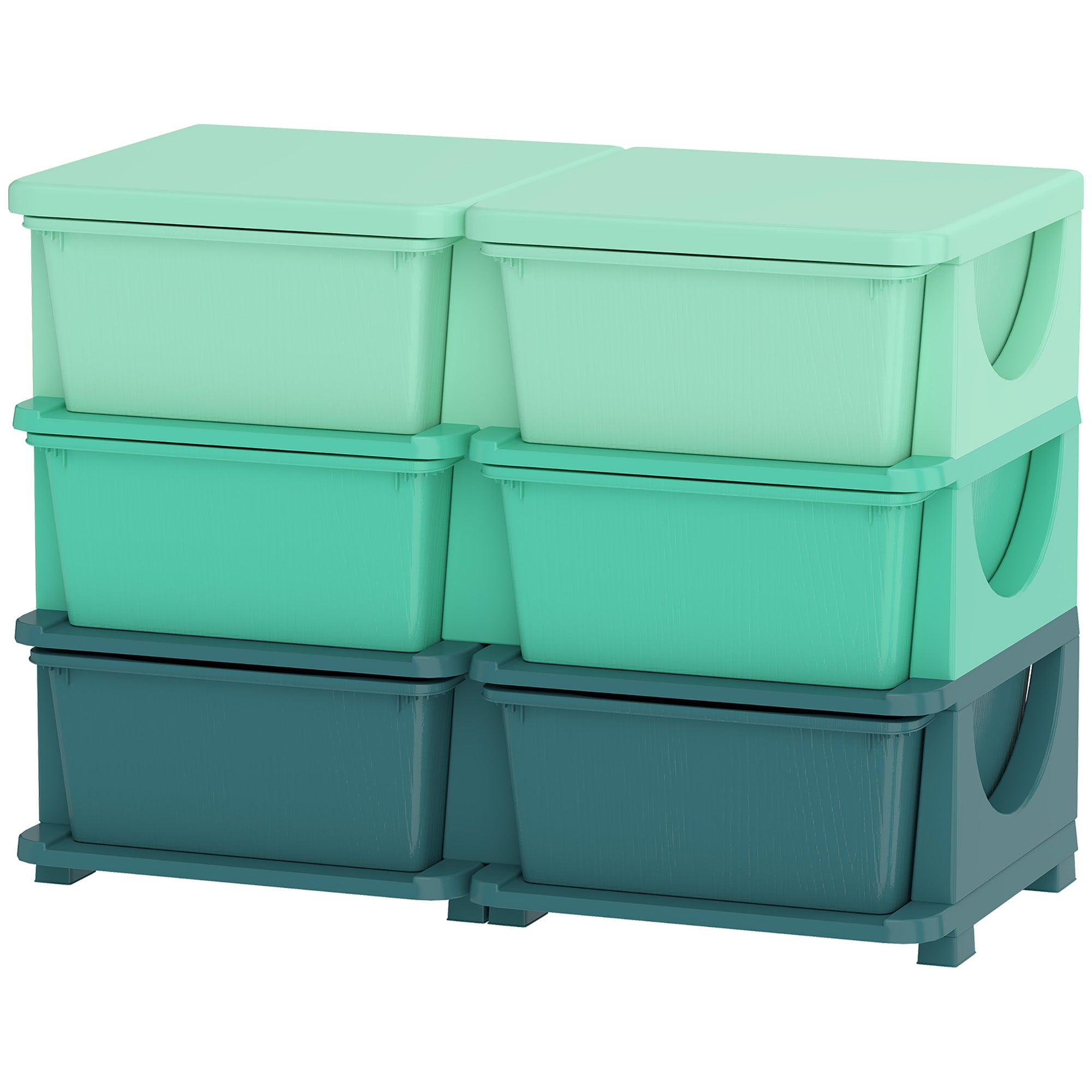 3 Tier Kids Storage Organizer with 6 Drawers for Bedroom, Nursery, Kindergarten, Living Room, Boys and Girls, Green