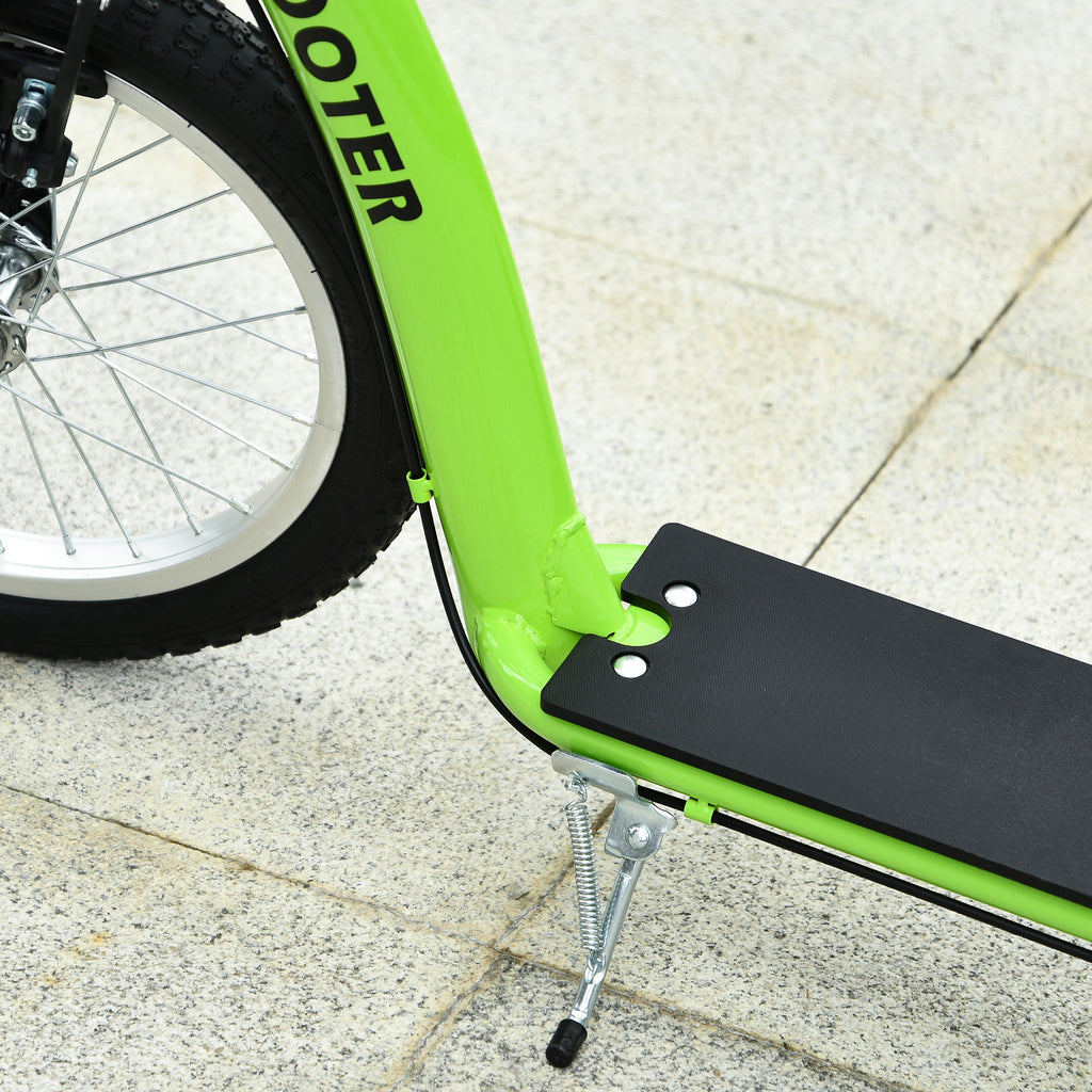 Youth Scooter Kick Scooter for Kids 5+ with Adjustable Handlebar 16" Front and 12" Rear Dual Brakes Inflatable Wheels, Green
