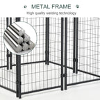Outdoor Dog Kennel with Roof, 8' x 4' x 6' Heavy Duty Welded Wire Dog Playpen Enclosure with Escape-proof Lock, UV-Resistant & Waterproof Cover, for Large Dogs, Silver